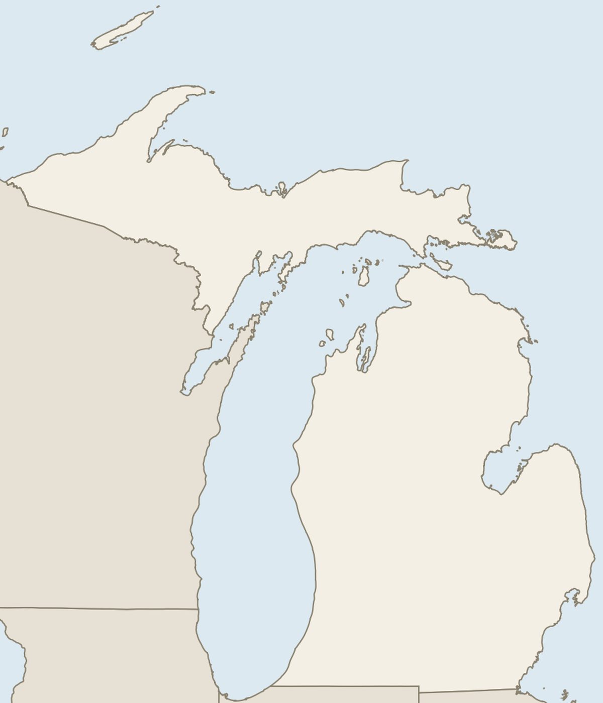 Map of Michigan and the Great Lakes, drawn by Mitten Trails
